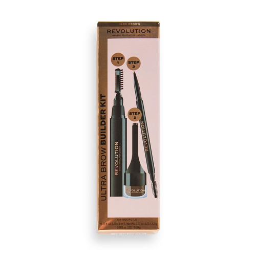 Revolution - Kit sopracciglia Ultra Brow Builder - Dark Brown