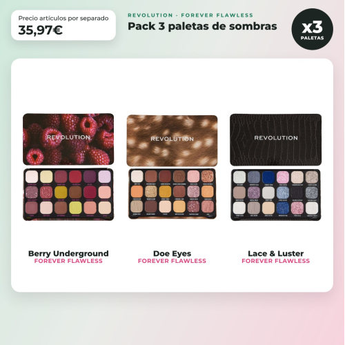 Revolution - Pack 3 palette di ombre Forever Flawless