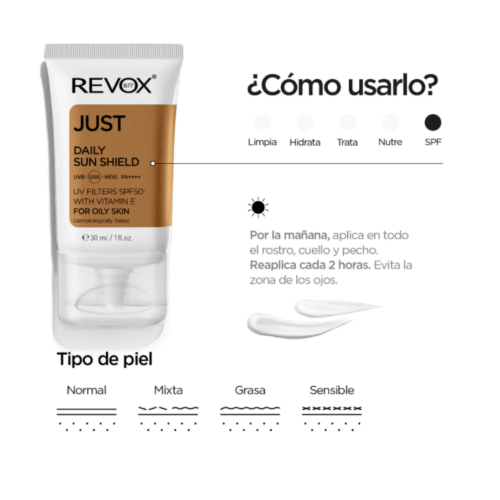 Revox - *Just* - Crema solare quotidiana SPF50+ con vitamina E per la pelle grassa