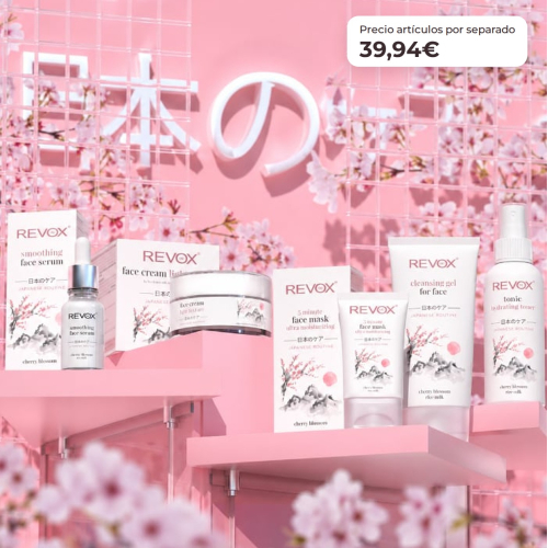 Revox Set Completo di Cura Facciale Routine Giapponese con Gel Detergente, Peeling, Tonico, Siero, Crema e Maschera Idratante Vegan e Cruelty Free