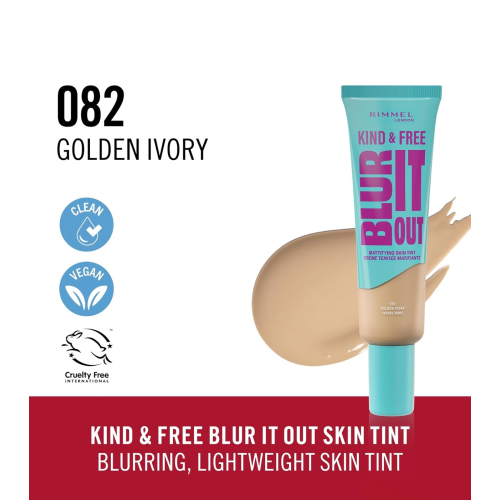Rimmel London - *Kind & Free* - Fondotinta opacizzante Blur It Out - 082: Golden Ivory