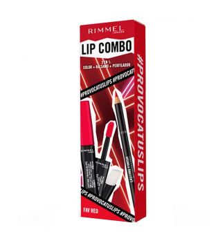 Rimmel London - Set labbra Lip Combo 3 in 1 Provocalips + Lasting Finish - Fav Red