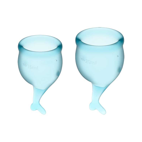 Satisfyer - Kit coppetta mestruale Feel Secure (15 + 20 ml) - Azzurro