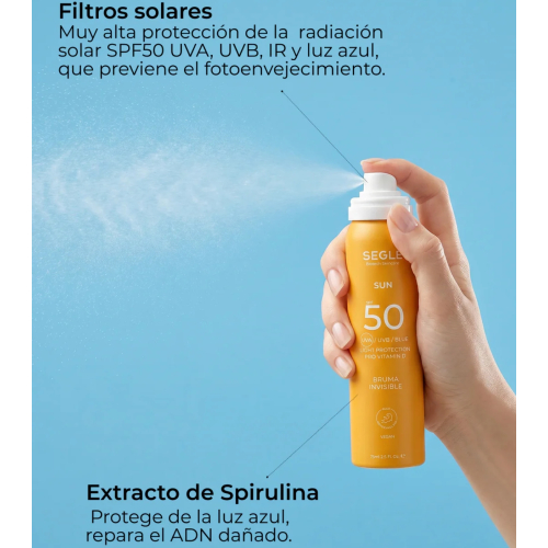SEGLE - Spray solare invisibile per il viso SPF50