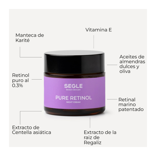 SEGLE - Crema viso anti-età da notte Pure Retinol - Pelle matura e/o secca