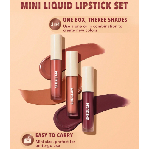 SHEGLAM - Set di 3 mini rossetti liquidi Matte Allure - Feel Real