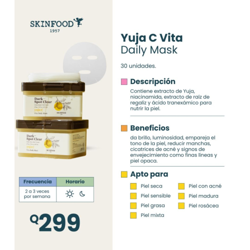 Skinfood - Maschera viso quotidiana Yuja C Vita - 30 pezzi