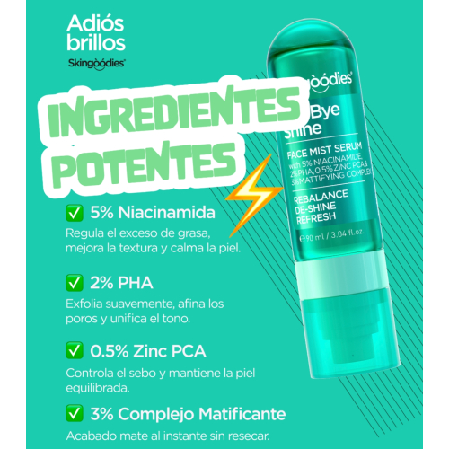 Skingoodies - Siero Viso Spray oil-control - Bye Bye Shine