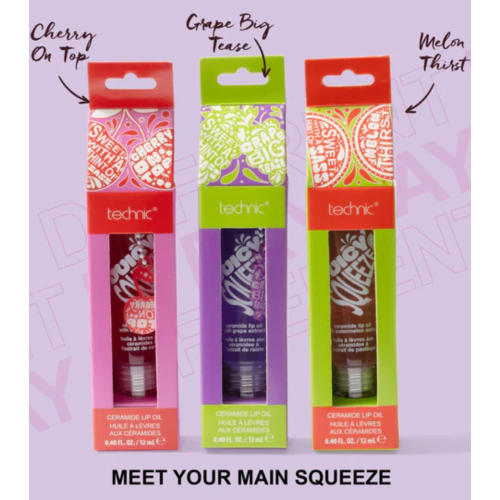 Technic Cosmetics - Olio per labbra portachiavi Juicy Squeeze Ceramide - Grape Big Tease