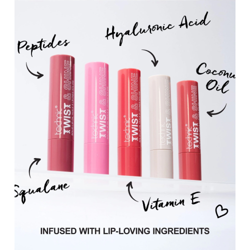 Technic Cosmetics - Olio per labbra solido con colore Twist & Shine - Pink Sparkle