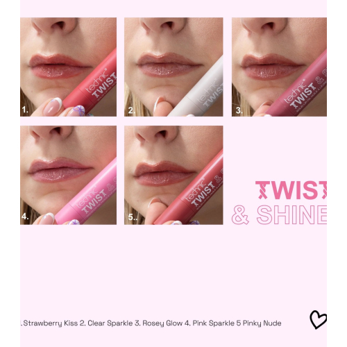 Technic Cosmetics - Olio per labbra solido con colore Twist & Shine - Strawberry Kiss