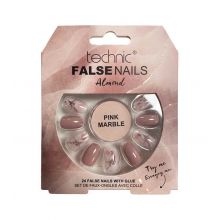 Technic Cosmetics - Unghie Finte False Nails Almond - Pink Marble