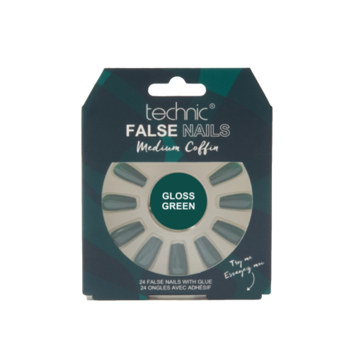 Technic Cosmetics - Unghie finte False Nails Medium Coffin - Gloss Green