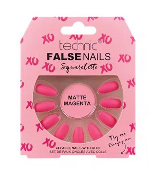 Technic Cosmetics - False Nails False Nails Squareletto - Matte Magenta