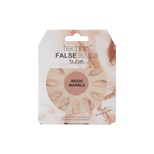 Technic Cosmetics - Unghie finte False Nails Stiletto - Beige Marble