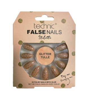 Technic Cosmetics - Unghie Finte False Nails Stiletto - Glitter Tulle