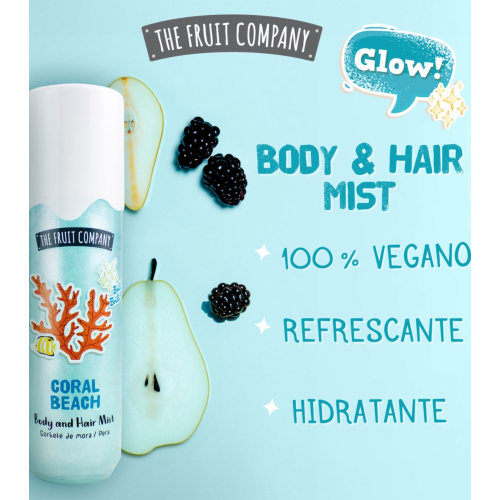 The Fruit Company - Spray glitterato per capelli e corpo - Coral Beach