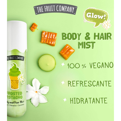 The Fruit Company - Spray glitterato per capelli e corpo - Frosted Pistacho
