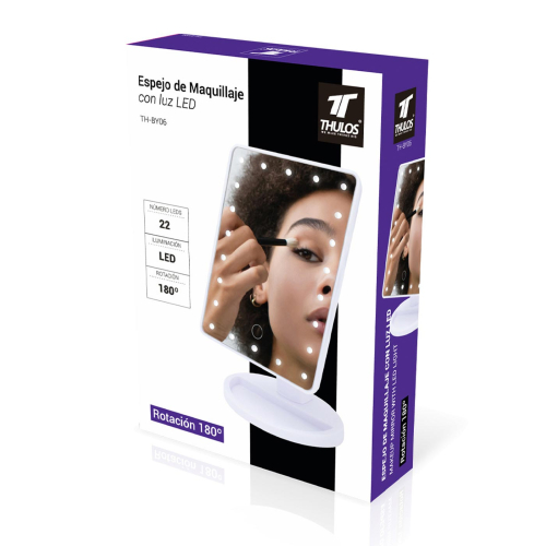 Thulos - Specchio per trucco a 180° con illuminazione a LED TH-BY06