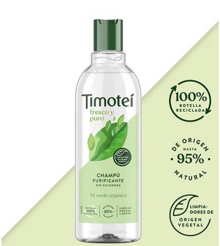 Timotei - Shampoo purificante al tè verde biologico - Capelli grassi