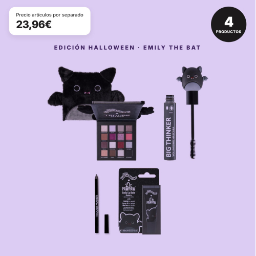 Trouble Maker - Pack Halloween Emily the Bat Paletta di Ombre, Mascara, Matita Kohl Nera e Balsamo Labbra Edizione Limitata