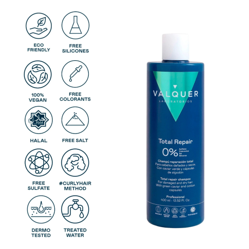 Valquer - Shampoo senza Solfati e senza Siliconi Riparazione totale 400ml
