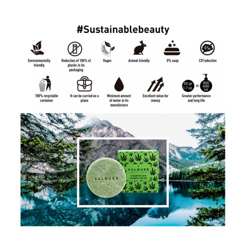 Valquer - Shampoo Solido Hemp - Estratto di Cannabis e Olio di Canapa
