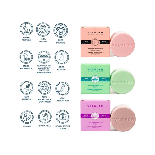 Valquer - Shampoo e balsamo solido 2 in 1 - Riparatore