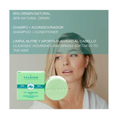 Valquer - Shampoo e balsamo solido 2 in 1 - Riparatore