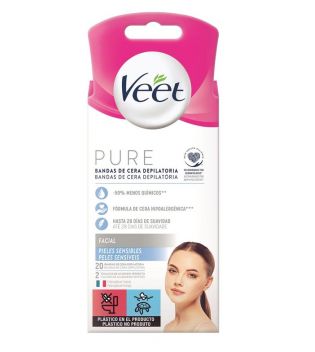 Veet - Strisce di cera per la depilazione del viso Pure - Pelle sensibile (20u)