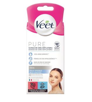 Veet - Strisce di cera per la depilazione del viso Pure - Pelle sensibile (40u)