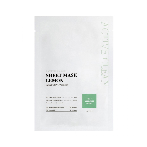 Village 11 Factory - *Active Clean* - Maschera viso idratante e illuminante Sheet Mask Lemon